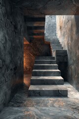 Marble staircase in a dark room