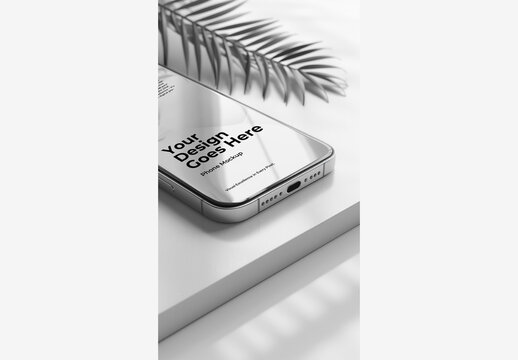 Close-Up Cell Phone with Plant on Table
