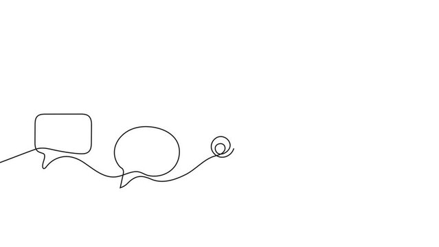 Musical note with bubble speech in continuous line style.