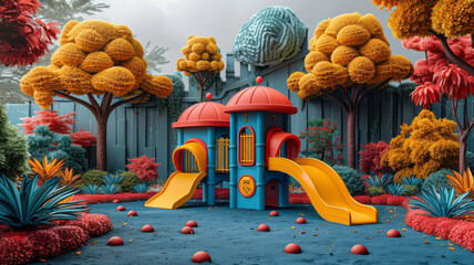 playground background,3d cartoon,generative ai