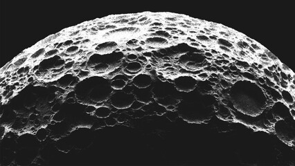 Moon or asteroid in stippling style with many impact craters. Rocky satellite covered by lunar craters. Retro styled dotwork. Pointillism. Noisy grainy shading using dots. Vector illustration © 3d_kot