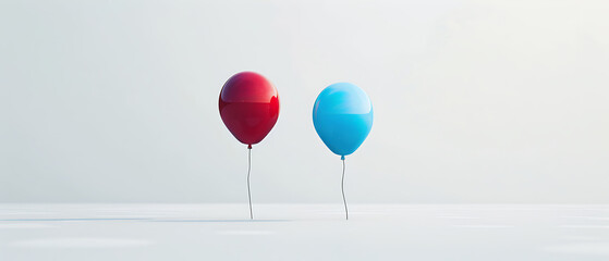 the vibrant red and blue color balloons on so lid background