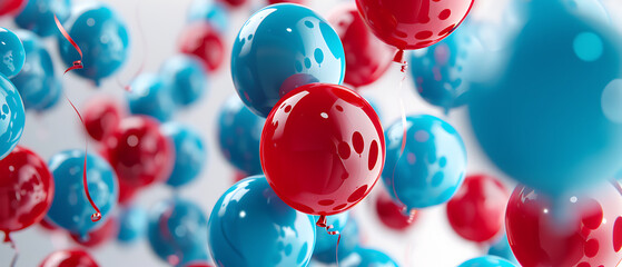 the vibrant red and blue color balloons on so lid background