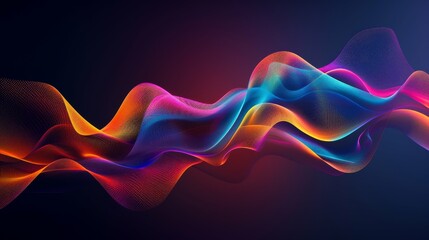 Vibrant digital waves undulate with neon glow