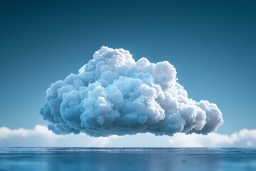 A large white cloud floating above the ocean - obrazy, fototapety, plakaty
