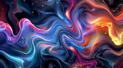 Obraz premium Vivid swirls of digital paint create a psychedelic dreamscape