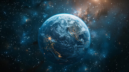 Obraz premium earth in the space, center generative ai