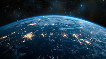 Obraz premium earth in the space, center generative ai