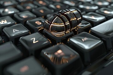 keyboard keys forming hand grenade shape concept of cyber warfare or hacking 3d illustration