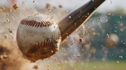 Baseball hit sports and athlete on a outdoor field hitting a ball in a game with a baseball bat Sport baseball player