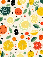 Trendy abstract fruits, modern style, repeating seamless pattern, flat vector graphic for fabric printing , flat graphic drawing