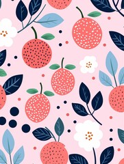 Trendy spaced berry pattern, modern minimalistic style, seamless repeating for textile design ,  flat graphic drawing