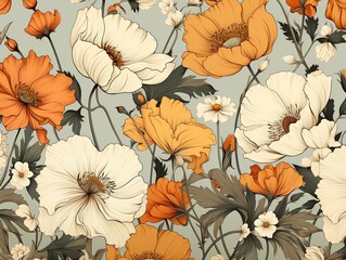 Versatile vintage wild flowers, suitable for any season, seamless vector pattern for stylish home decor ,  pattern