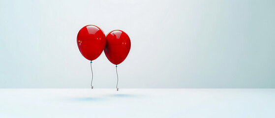vibrant red color balloons on solid background