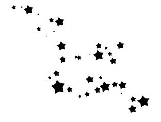 Obraz premium Shooting Star Black. Shooting star with an elegant star trail on a white background. Festive star sprinkles, powder. Vector png. 
