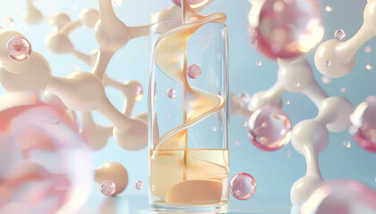 Collagen, DNA, ingredients, clean background,generative ai