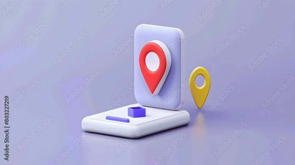 Poster location icon on lavender digital background highlighting simplicity and mapping technology