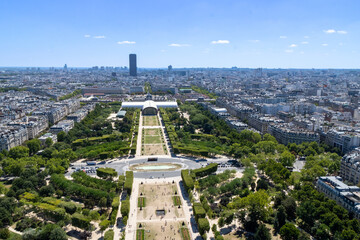 Champ-de-Mars, Tour Eiffel Garden, Grand Palais Éphémère, Royal Military School of Paris, France.