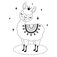 Naklejka premium card with princess llama