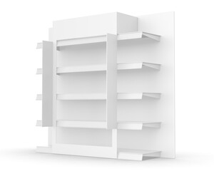 Supermarket Shelf Stopper Banner Display for design presentation. 3d illustration.
