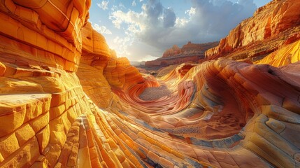 Craft an image of a desert valley canyon