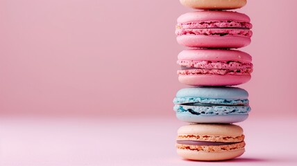 Stack of colorful macarons close-up