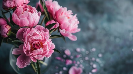 Close-up of pink peonies in a vase