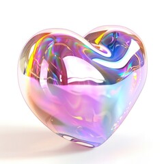 A captivating heart-shaped balloon with a glossy holographic surface