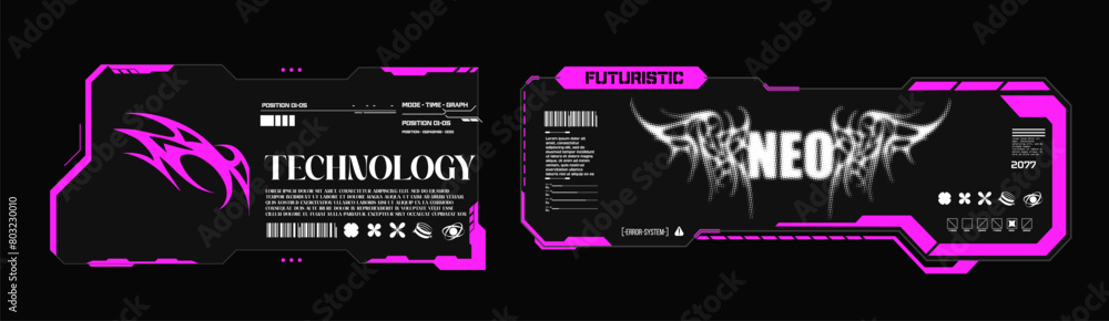 Poster featuring cyberpunk and futuristic design elements with neon pink and black themes, showcasing advan