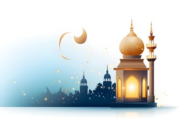 zeimage Glowing Lantern Moon and Dates in Bowl in Ramadan