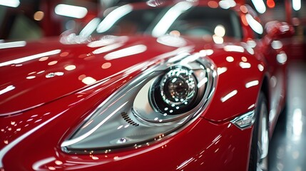 Gleaming Red Luxury Sports Car with Flawless Polished Finish