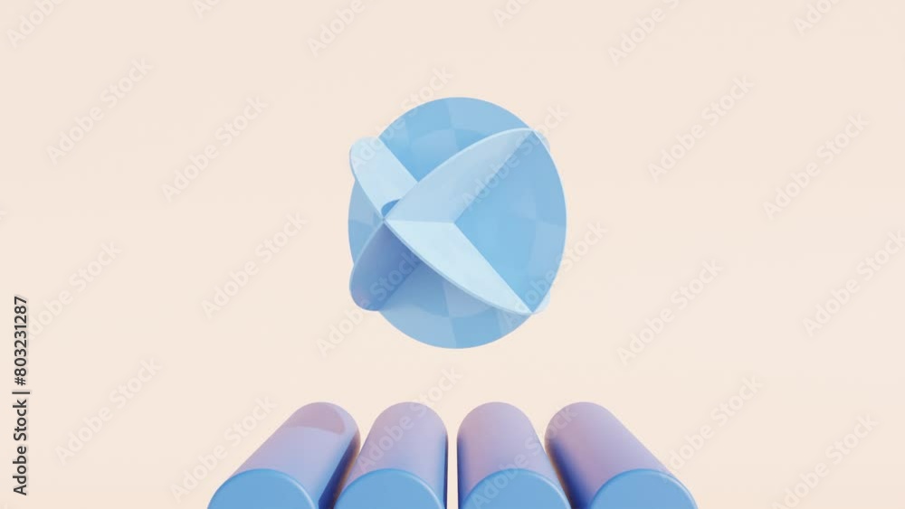 Aufkleber abstract 3d motion render: rotating minimalist animation loop