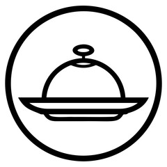 Monochrome Serving Dish Icon in Circle