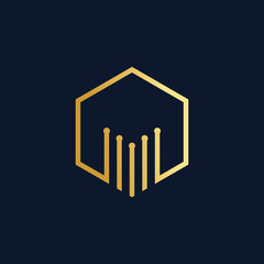 Golden building logo design vector with creative idea