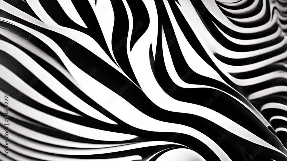 Poster abstract black and white wavy lines pattern generative ai