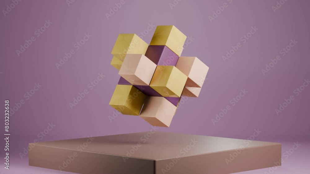 Aufkleber minimalist motion: abstract 3d geometric animation loop for video