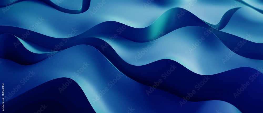 Leinwandbilder abstract texture blue colored color background banner panorama long with 3d geometric waving waves c