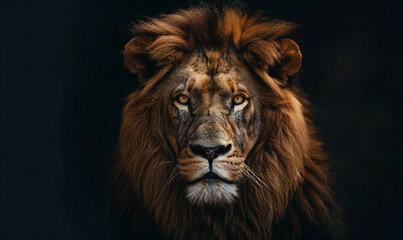 close up of majestic lion head portrait