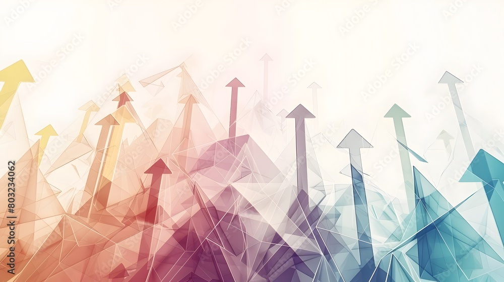 Poster arrows pointing forward in muted low poly abstract design