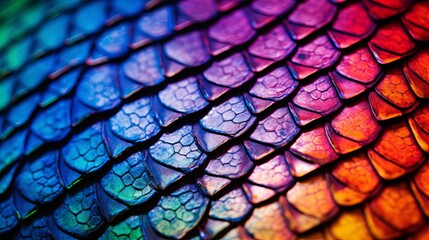 Colorful textured scales in close-up view