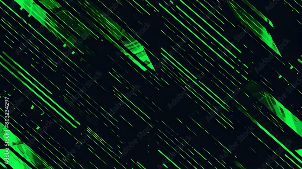 Poster dynamic green arrows on dark abstract geometric pattern background