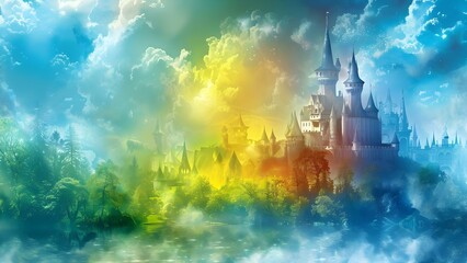 Vibrant pastel drawing of a princess realm with soft bright colors. Concept Princess Realm, Vibrant Pastel Drawing, Soft Bright Colors, Fantasy Illustration