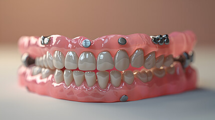 3D Render of Removable Partial Denture,
Dental phantom, dentures isolated on white background
