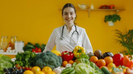 A Smiling Nutritionist with Fresh Produce