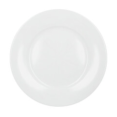 White round empty plate top view. Png clipart isolated on transparent background