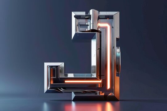 metallic 3d letter i logo design futuristic hitech typography robotic machine style alphabet