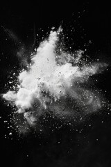 A striking black and white photo of a powder cloud. Ideal for artistic projects or advertising campaigns