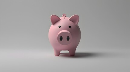 Minimalistic 3D Piggy Bank Saving and Investment Financial Concept on White Background