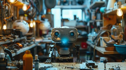 Fototapeta premium A DIY robotics workshop where you build personal assistants from scrap materials