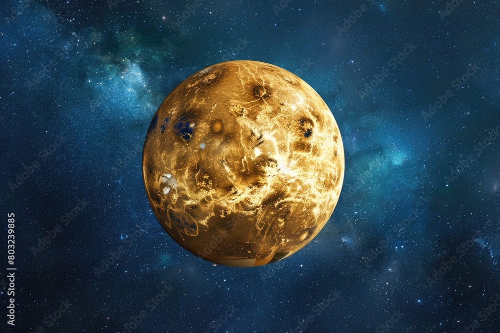 Aufkleber A stunning view of a planet surrounded by stars in a galaxy. Perfect for science or space-themed projects
